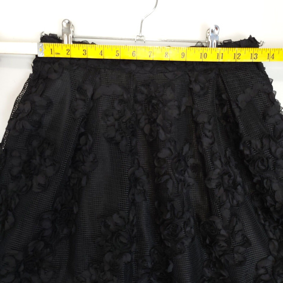 Worthington Skirt Women 4P Black 3D Floral Lace Mesh A-Line Party Dark‎ Fairy - Picture 4 of 9